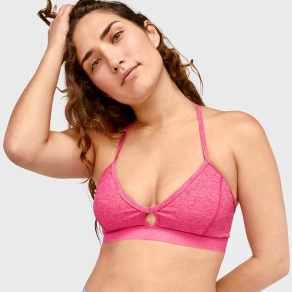 Outdoor Voices Steeplechase Cutout Racerback Pink Sports Bra Size S